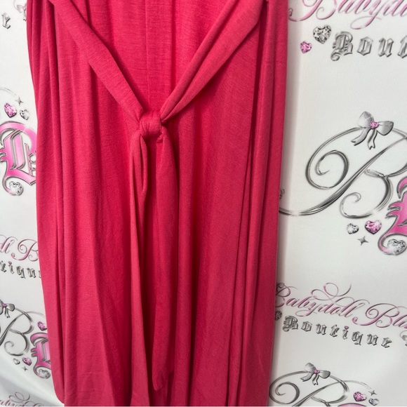 Rebel sugar dress pink red bow tie up ribbon π vneck stretchy and flowy - Picture 3 of 6
